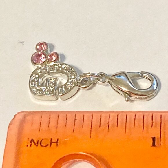 Vintage Disney Pink Crystal Mickey Mouse Ears Charm Clip On Initial Letter G - Picture 10 of 10